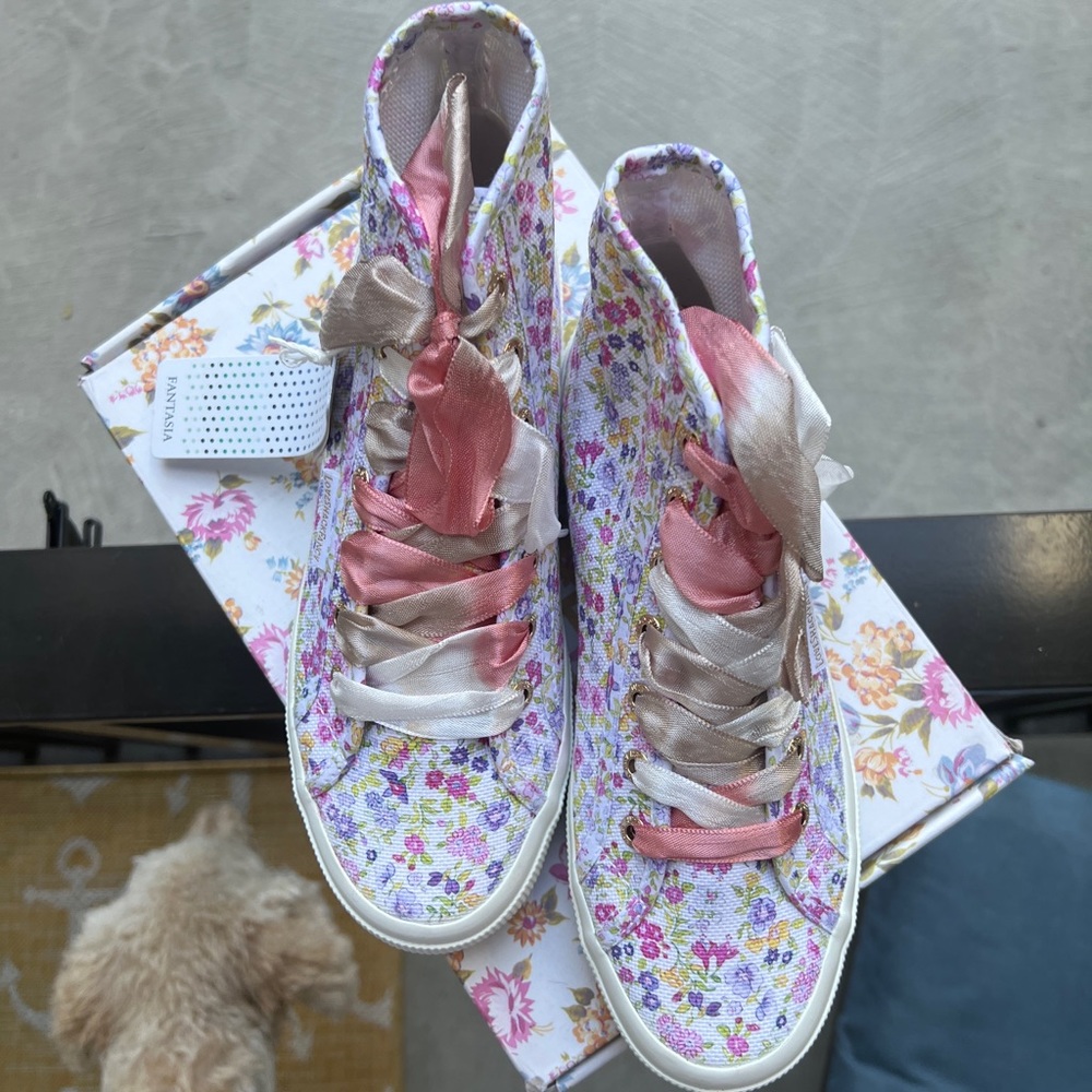 LoveShackFancy x SuperGA high top floral sneakers